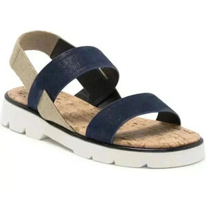 Donald Pliner Hollie Sandals Pebbled Navy Leather Shoes 11M NEW